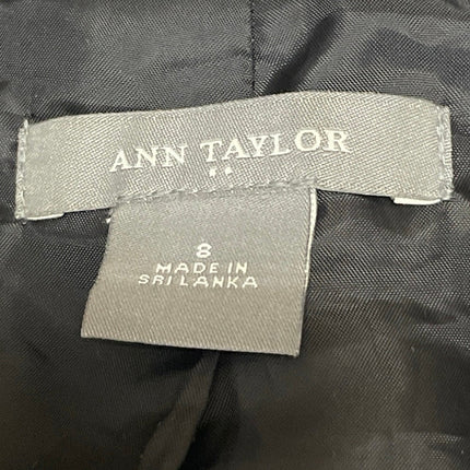 Ann Taylor Women's Black White Gingham Checkered 3/4 Sleeve Blazer Coat Jacket 8