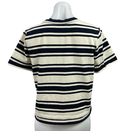 MNG Mango Women's Stripe Crew Neck Short Sleeve Classic Tee Basic T-Shirt Top L