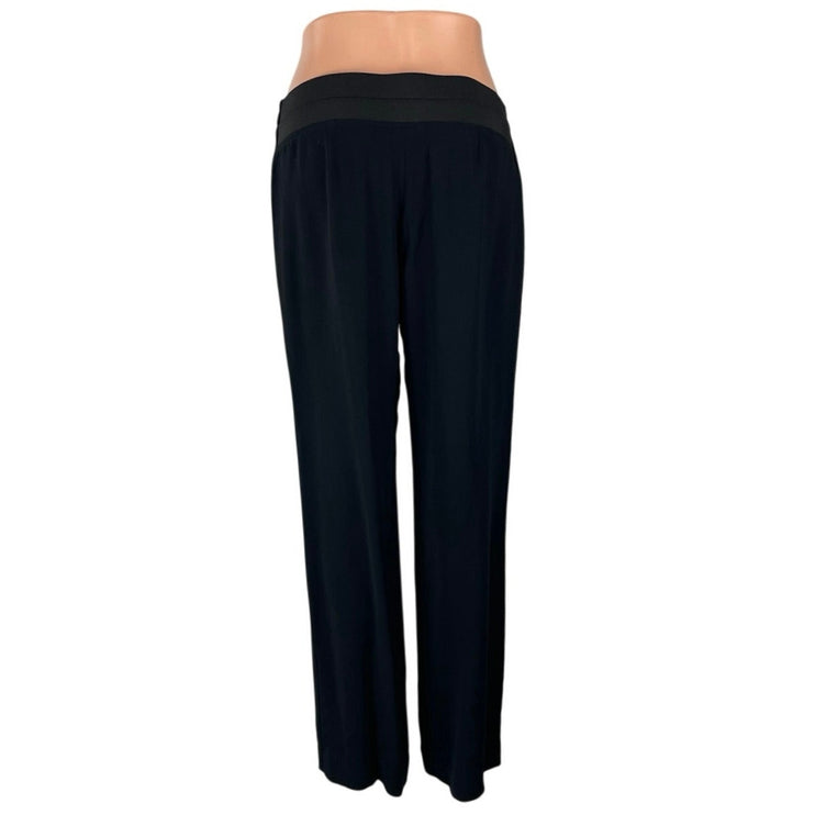 Les Copains Black High Rise Straight Palazzo Wide Leg Trousers Dress Pants Sz M