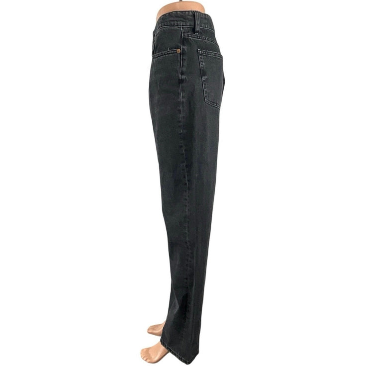Zara Women's Black High Rise Baggy Barrel Palazzo Wide Leg Denim Jeans Pants 12