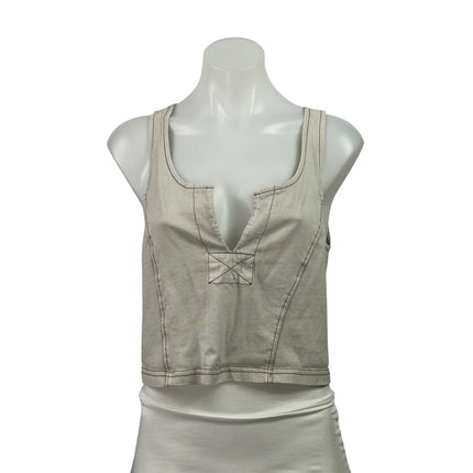 Urban Outfitters Women's Beige Stitch Sleeveless Cami Cropped Tank Top Size S
