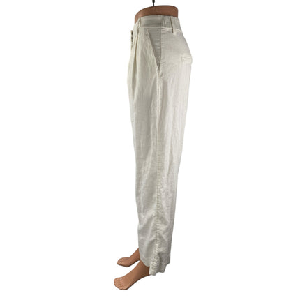 Abercrombie & Fitch White Linen Pleated Palazzo Wide Leg Trousers Dress Pants XS