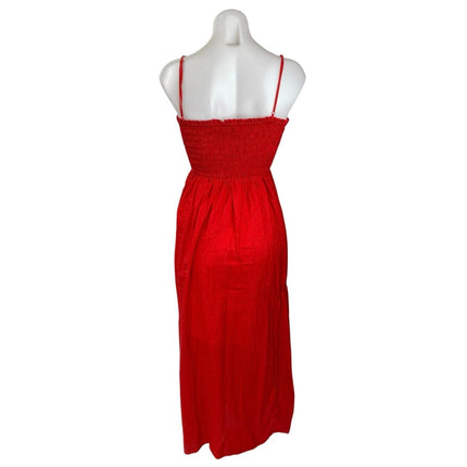& Other Stories Red Sleeveless Smocked Cami Camisole Tank A Line Midi Dress 4