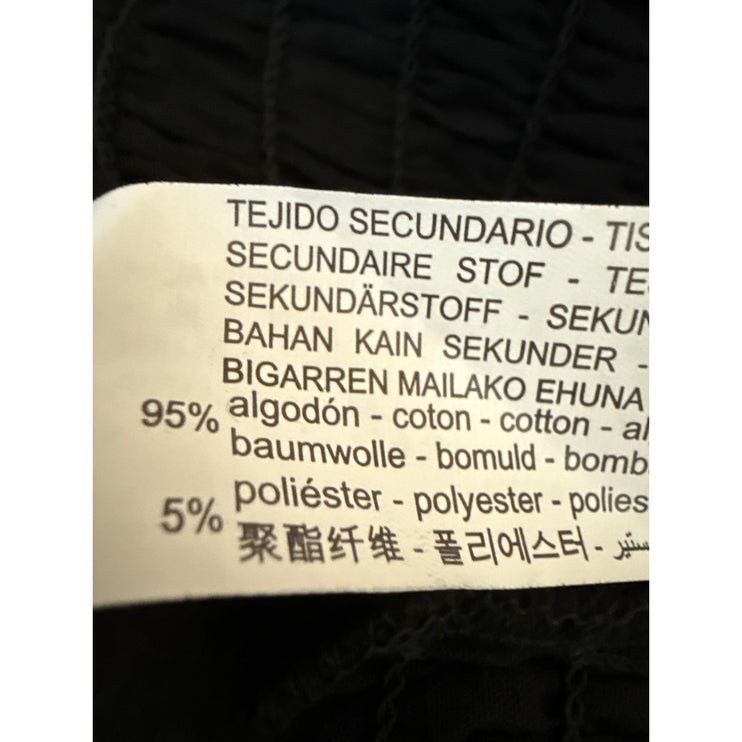 Zara Black Sleeveless Embroidered Smocked Cami Tank Mini Bodycon Dress Size M