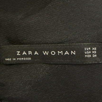 Zara Woman Black V Neck Cap Sleeve Floral Knee Length Sheath Dress Size XS