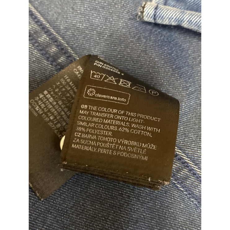 H&M Mens Blue Regular Fit Long Sleeve Chambray Denim Jean Button Up Shirt Size S