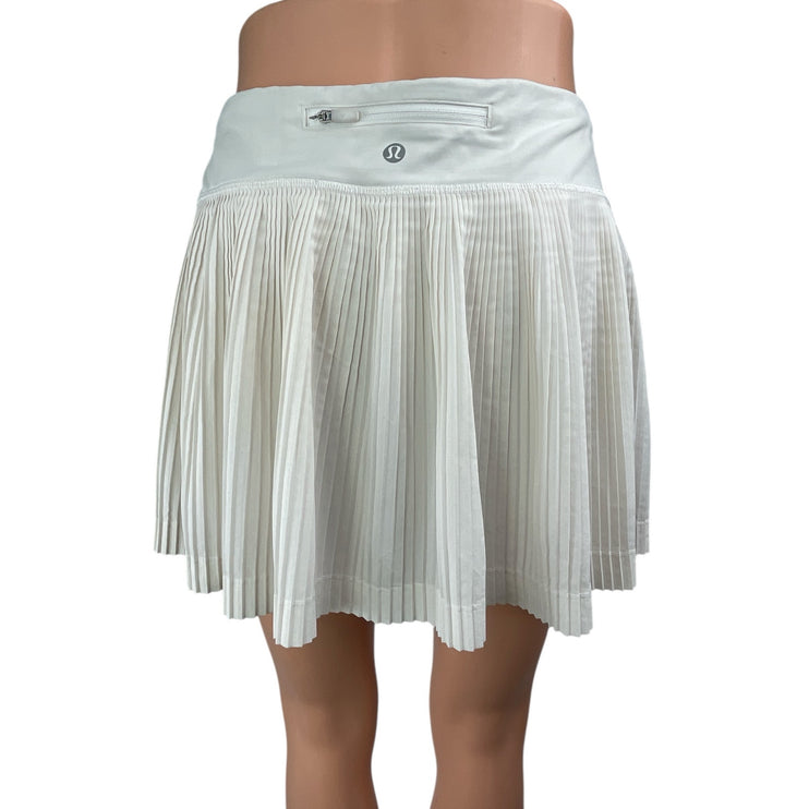 Lululemon Pleat To Street White Pleated Mini Tennis A-line Skirt Skort Size M/L