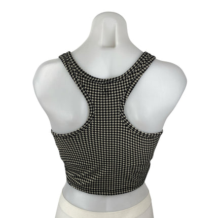 Sage Women's Black Houndstooth Sleeveless Racerback Active Crop Tank Top Size M