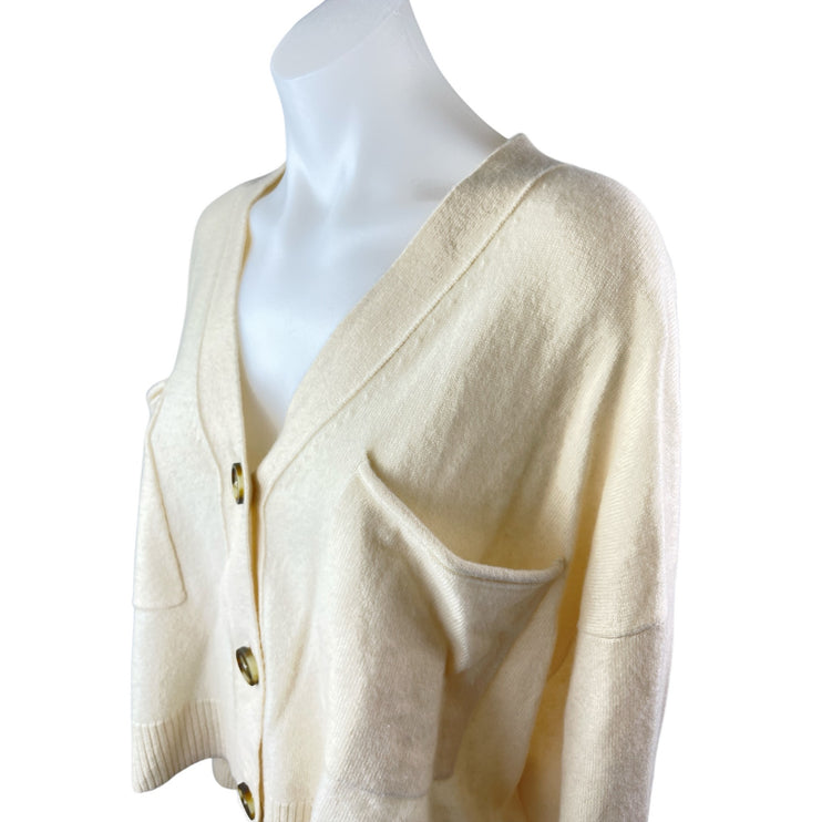 Madewell 100% Cashmere Plus Asherton Waffle Button Down Cardigan Sweater Top M