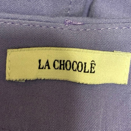 La Chocole Women's Purple High Waisted Wide Leg Trousers Cargo Pants Size 40