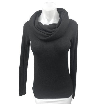 Zara Women's Black Wool Knit Long Sleeve Cowl Neck Slim Fit Sweater Top Size M