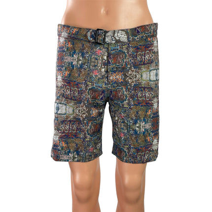 Paste Womens Multicolor Abstract Print Belted Slim Straight Bermuda Shorts Sz 30