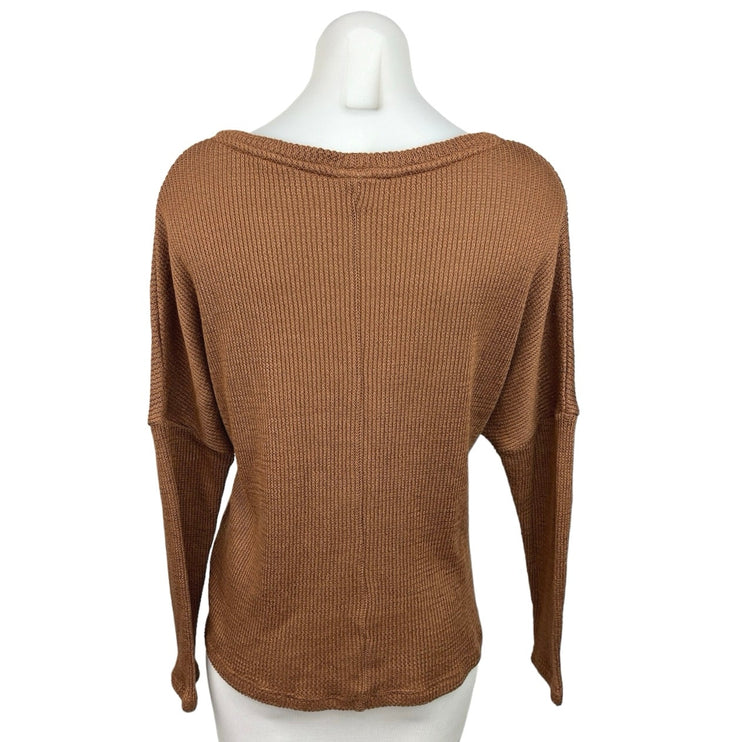 Cape Juby Women's Ribbed Knit Long Sleeve Boat Neck Pullover Sweater Top Size L