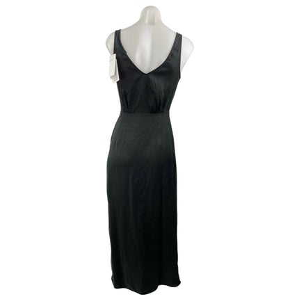 NEW & Other Stories Black Faux Wrap Sleeveless V-neck Midi Tank A-Line Dress 0
