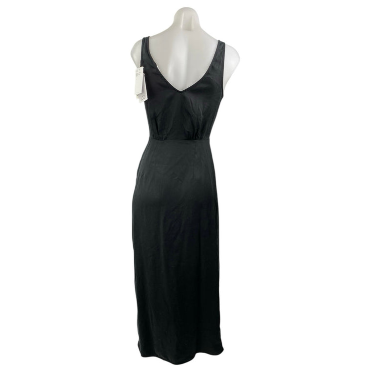 NEW & Other Stories Black Faux Wrap Sleeveless V-neck Midi Tank A-Line Dress 0