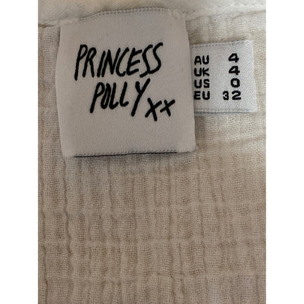 Princess Polly Women's White Sleeveless V Neck Button Crop Vest Tank Top Size 0