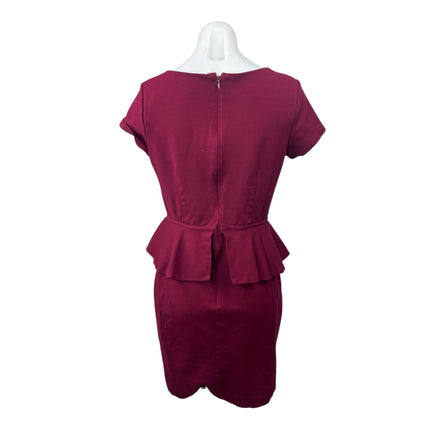 Ann Taylor Red Short Sleeve Scoop Neck Peplum Pencil Mini Sheath Dress Size 6P