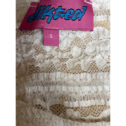 Edikted Women's White Floral Lace Long Sleeve Crew Neck Cropped Blouse Top Sz S