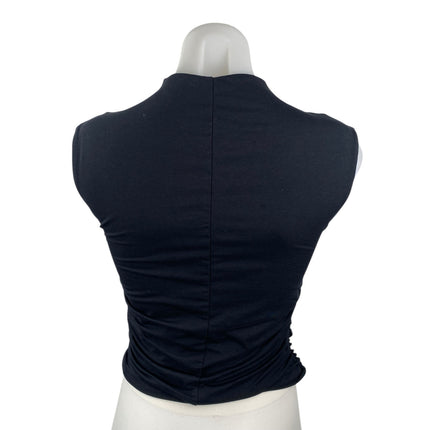 Abercrombie & Fitch Women's Black Sleeveless Mock Neck Ruched Tank Top Size S