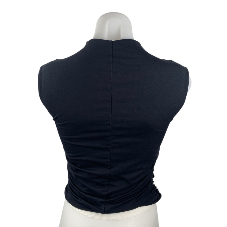 Abercrombie & Fitch Women's Black Sleeveless Mock Neck Ruched Tank Top Size S