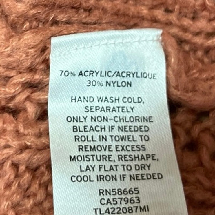 Leith Women Orange Coral Crochet Open Cable Knit Long Sleeve Sweater Top Size 2X