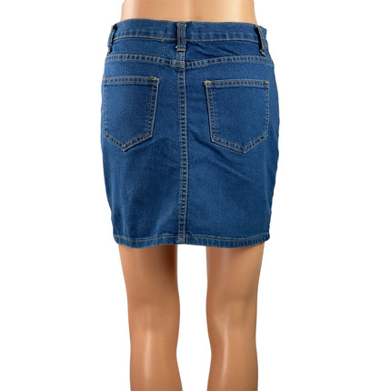 FOREVER 21 Women's Blue Denim Medium Wash Pocket Mini Straight Pencil Skirts S