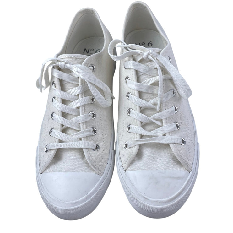 H&M Men's White Canvas Lace Up Low Top Casual Trainers Sneakers Shoes Size 9