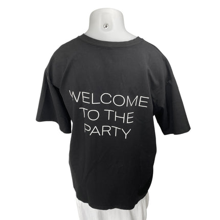 Women's Black Graphic Welcome To The Party Cocktail T Shirt Tee Top Size 2XL