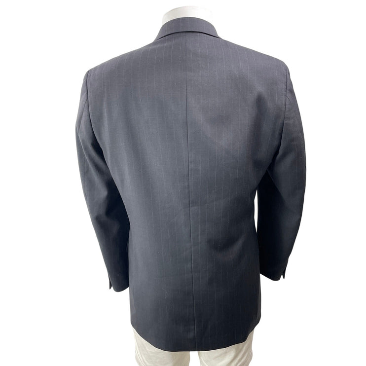 Cianni Men's Gray 100% Wool Pinstriped Long Sleeve Notch Blazer Coat Jacket L