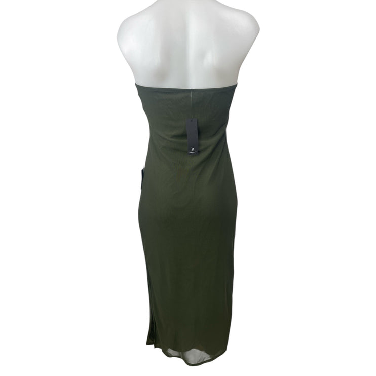 NEW Lulus Women's Green Strapless Sleeveless Midi Bodycon Tank Tube Dress Size L