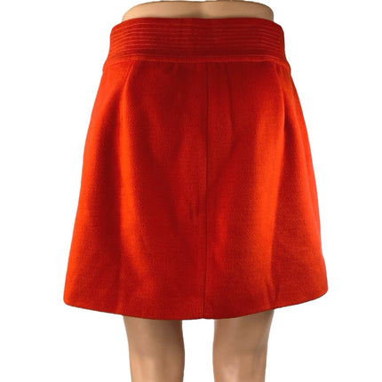 Majorelle Judy Red Orange Pleated High Waist Button Zip Mini A-Line Skirt Size S