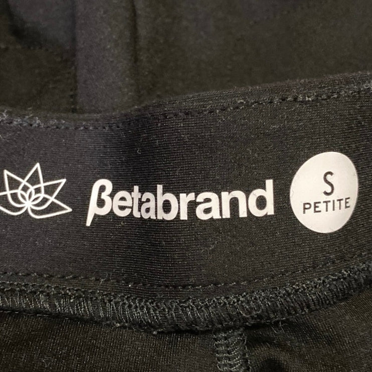 Betabrand Women's Black Mid Rise Pleated Skinny Cropped Trousers Dress Pants S