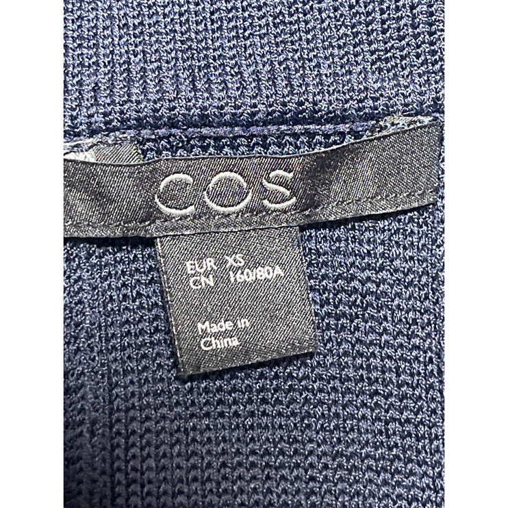 COS Women's Navy Blue Boat Neck Short Sleeve Knit Mini Shift Dress Size XS