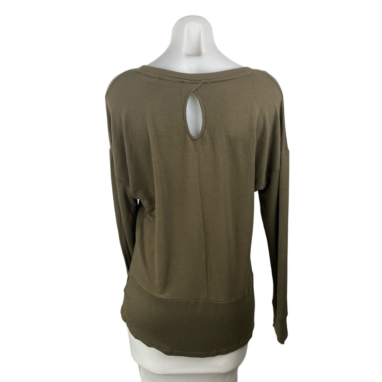 Tahari Women's Olive Green Scoop Neck Long Sleeve Knit T Shirt Tee Top Size L
