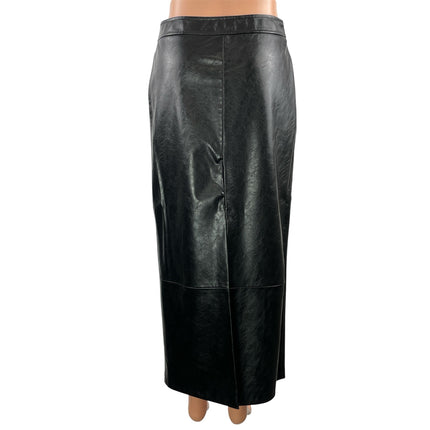 Zara Women's Black Leather High Waisted Fitted Maxi Straight Pencil Skirt Size S