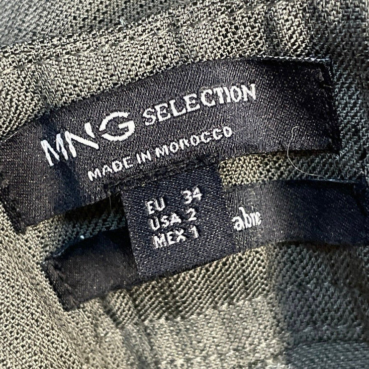 MNG Mango Selection Womens Gray Plaid High Rise Wide Leg Trousers Pants Size 2