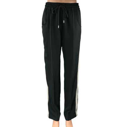 Zara Women's Black Striped High Waist Drawstring Trousers Sweatpants Size S