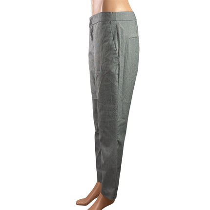 Zara Basic Woemns Gray Hounsdtooth Low Rise Straight Trousers Dress Pants Size 6