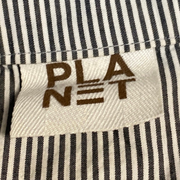 Planet Women's Black White Striped Long Sleeve Button Down Shirt Top Size 1