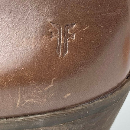 Frye Judith Women's Brown Leather Double Zip Almond Toe Heeled Ankle Boots Sz 9M