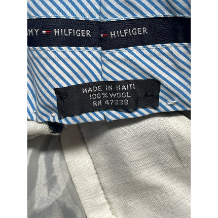 Tommy Hilfiger 100% Wool Mens Black High Waist Straight Trousers Dress Pants S