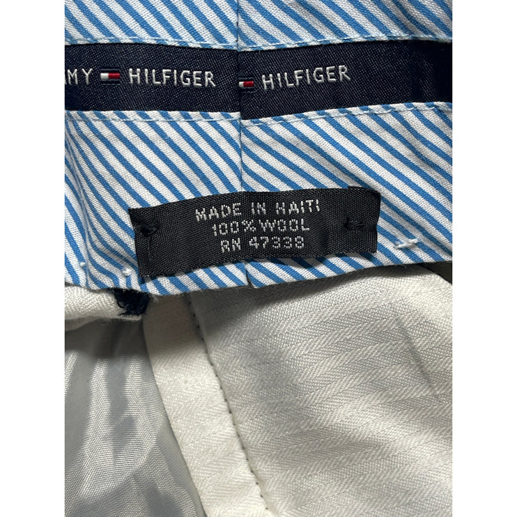 Tommy Hilfiger 100% Wool Mens Black High Waist Straight Trousers Dress Pants S