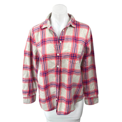 J.Crew Women's Pink Multicolor Plaid Long Sleeve Boy Fit Button Down Shirt Top S