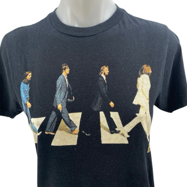 Vintage The Beatles Abbey Road Black Short Sleeve Graphic Tee T-shirt Top Size S
