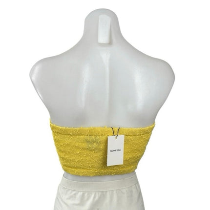 NEW Casablanca Women Yellow Strapless Textured Tube Bandeau Crop Top Size S
