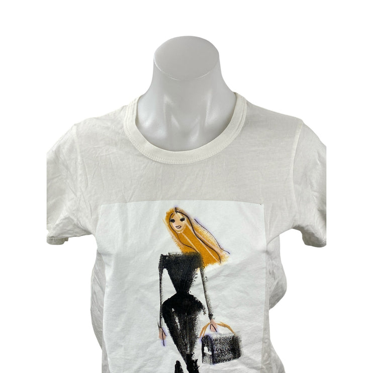 Donald Womens White Graphic Print Crew Neck Short Sleeve Basic Tee T-Shirt Top M