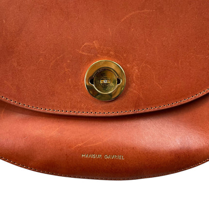 Mansur Gavriel Brandy Orange Brown Vegan Leather Mini Sling Crossbody Saddle Bag