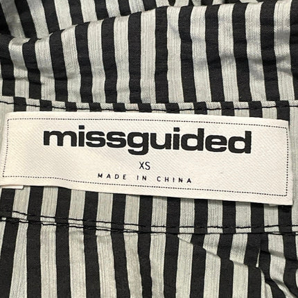 MISSGUIDED Womens Black White Striped Long Bell Sleeves Button Down Shirt Top XS