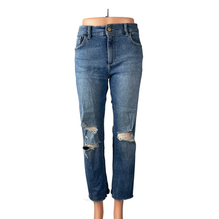 DL1961 Mara Straight Women's Blue Distressed High Waisted Denim Jeans Size 29