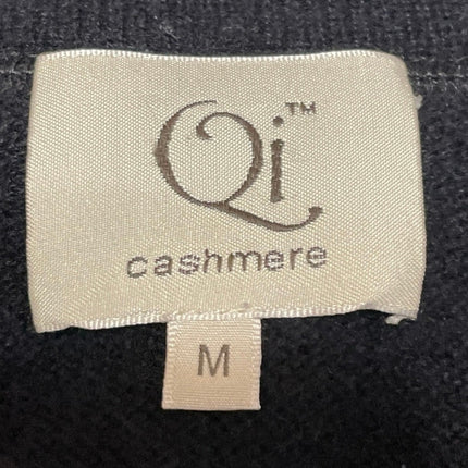 Qi 100% Cashmere Women's Black Short Sleeves Crewneck Basic Tee T-shirt Top Sz M